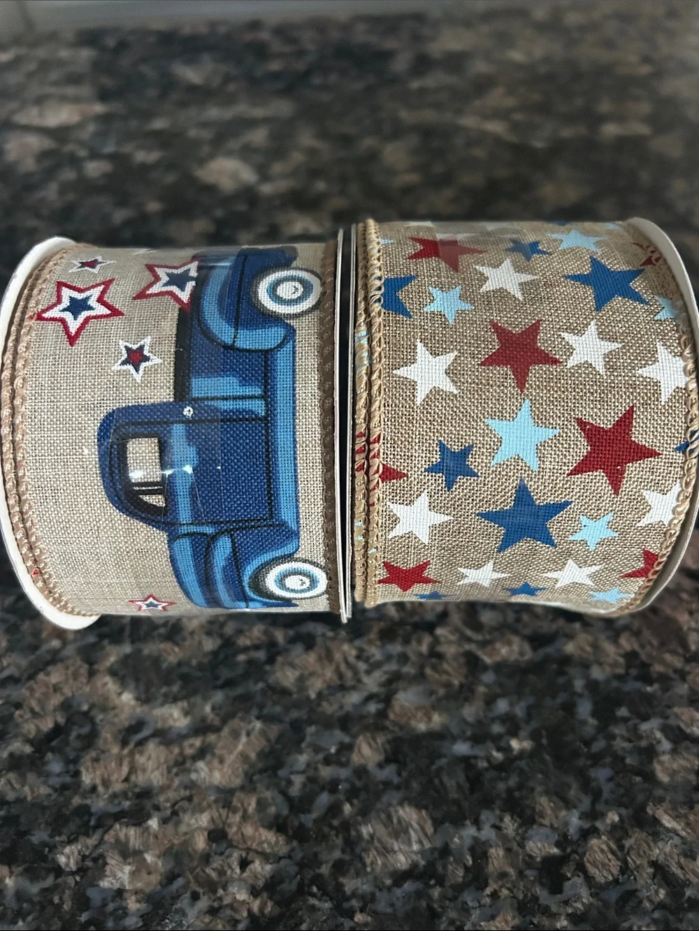 CELEBRATE IT PATRIOTIC STAR BURLAP RIBBON LOT OF 3 NWT